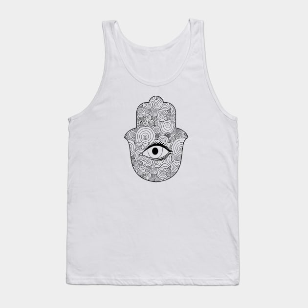 Hamsa Hand Third Eye Pyramid Spirituality, Mandala Hamsa Hand Tank Top by Utopia Shop